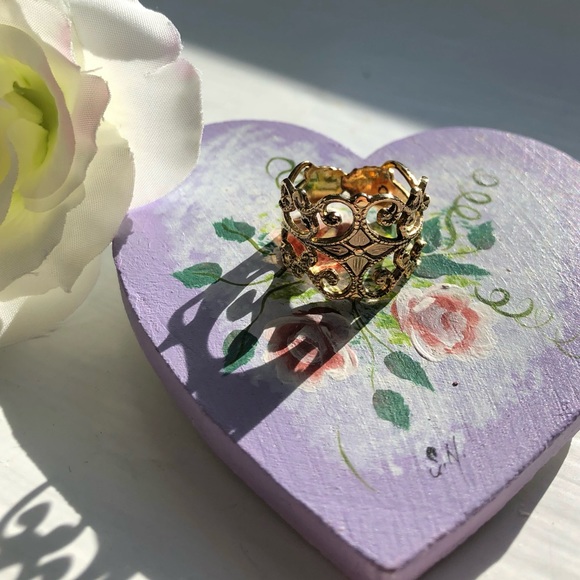 Vintage Park Lane 1960’s Gold Regency Filagree Ring With Original Box Size 6 - Picture 3 of 10